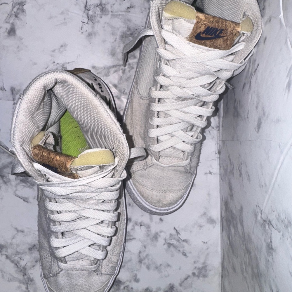 Preowned Nike Blazer Mid 77 Women 6.5 Indigo Trainers white blue floral project - Picture 4 of 11